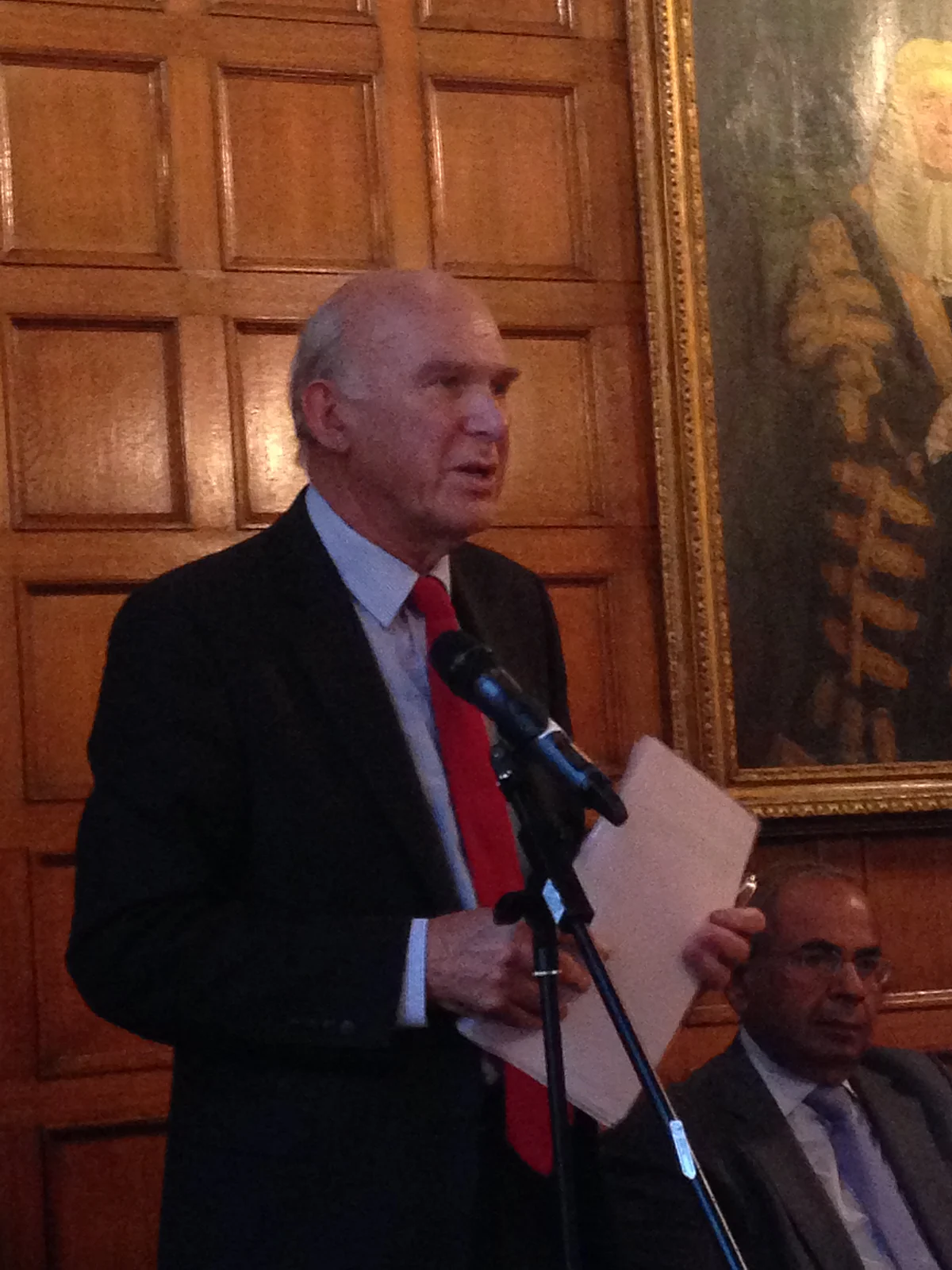 Sir Vince Cable, then UK’s Secretary of State for Business, Innovation and Skills, at an event held to commemorate Sarat Chandra Bose’s 125th birth anniversary in 2014