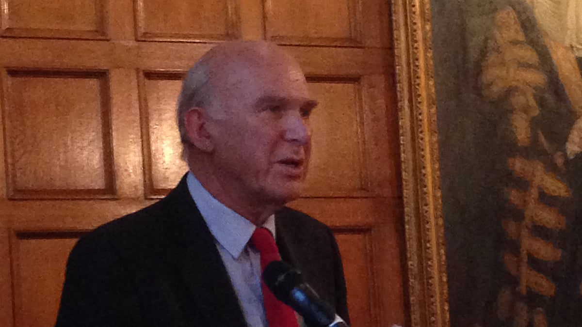 Sir Vince Cable, then UK’s Secretary of State for Business, Innovation and Skills, at an event held to commemorate Sarat Chandra Bose’s 125th birth anniversary in 2014