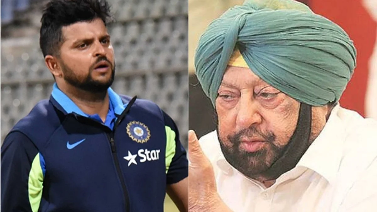 Suresh Raina and Punjab Chief Minister Amarinder Singh 