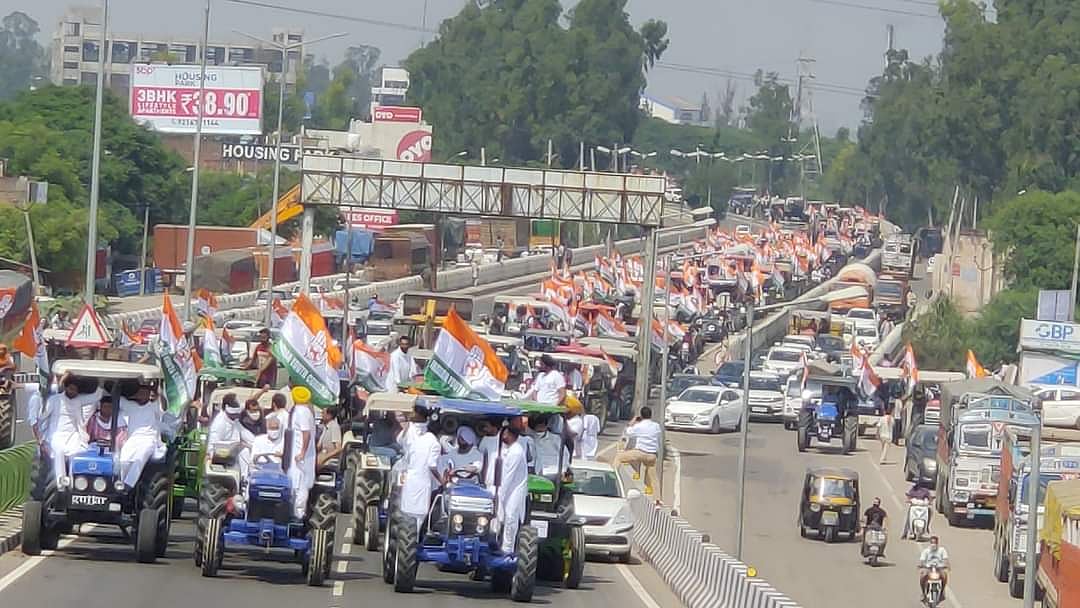 Congress holds massive protests across Haryana and Punjab against Farm Bills