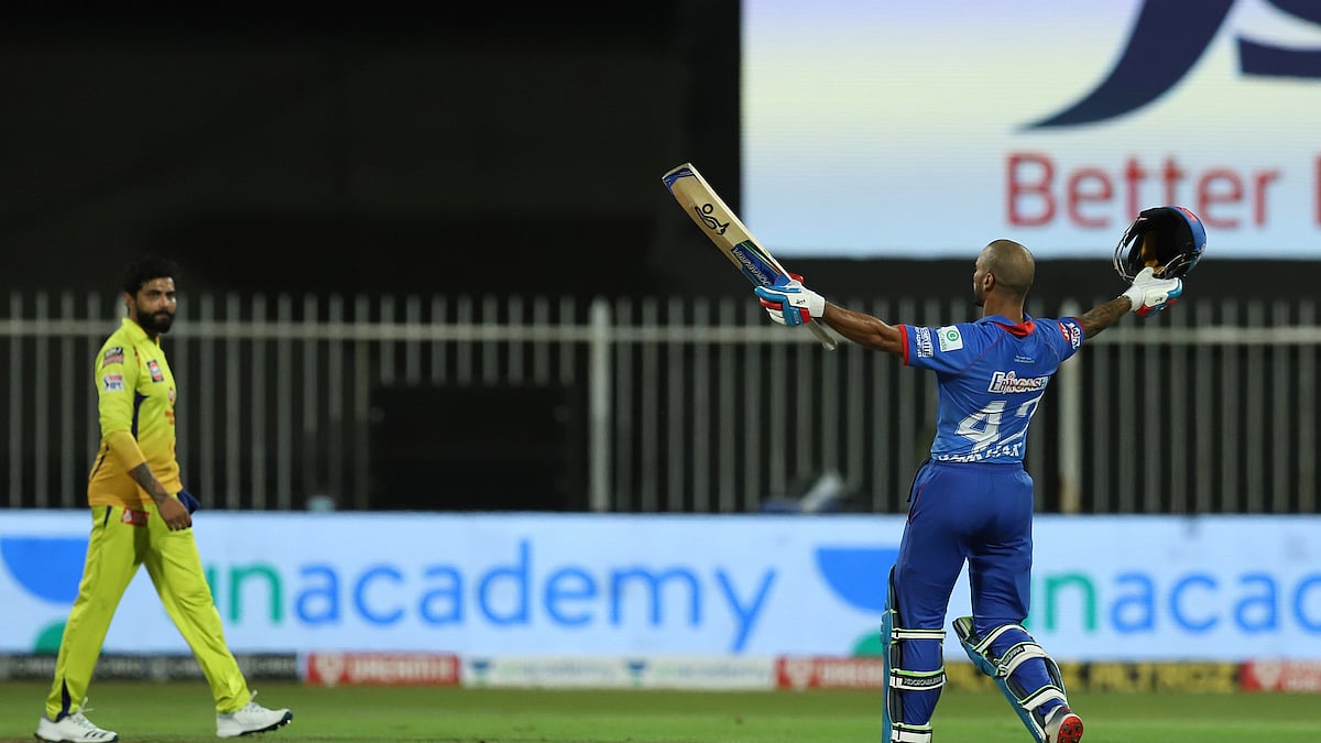 IPL 2020: Dhawan strikes maiden IPL hundred; DC go on top of table with 5-wicket win over CSK