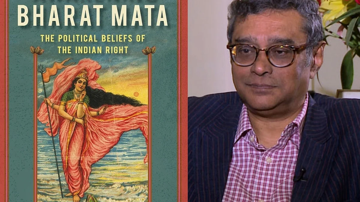 Swapan Dasgupta and the jacket of his book ‘Bharat Mata’
