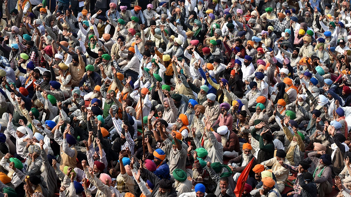 (Representative Image) Farmers protesting at Delhi’s Singhu border (Photo by Sonu Mehta/Hindustan Times via Getty Images)