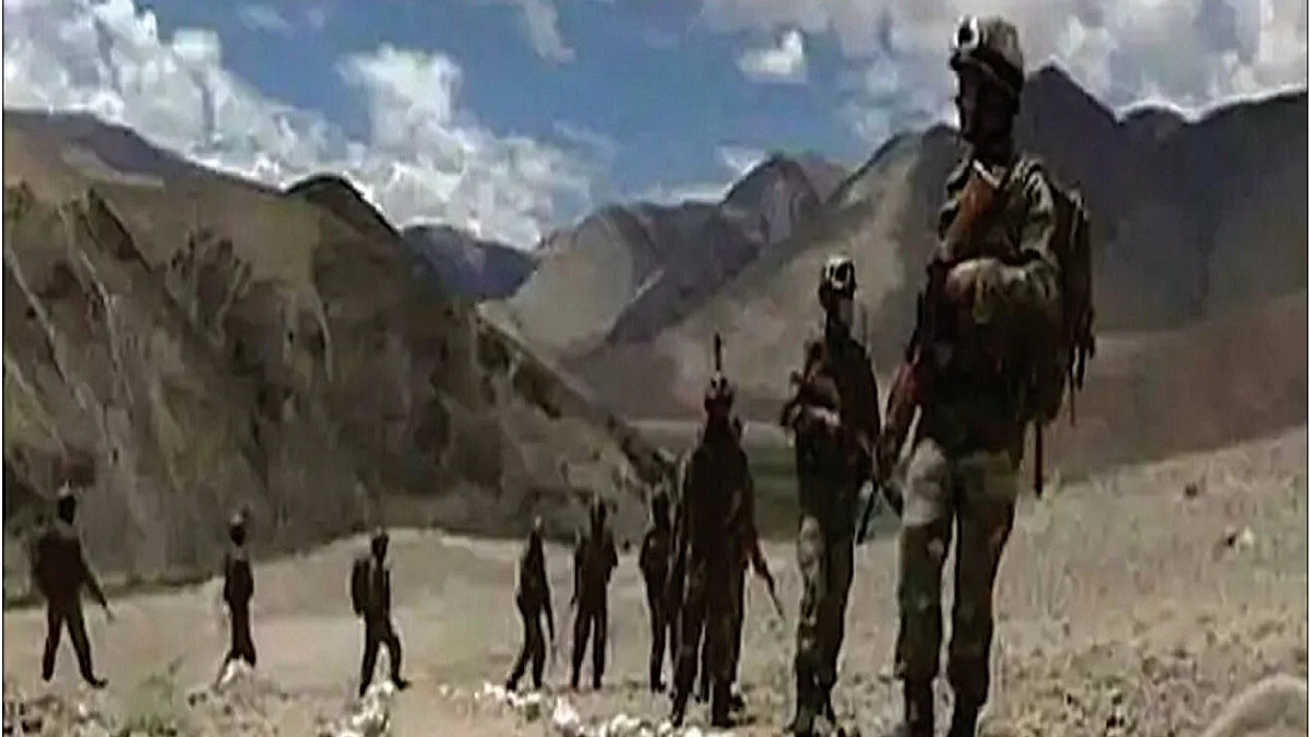 Indian soldiers patrolling near the Line of Actual Control (LAC) in Ladakh