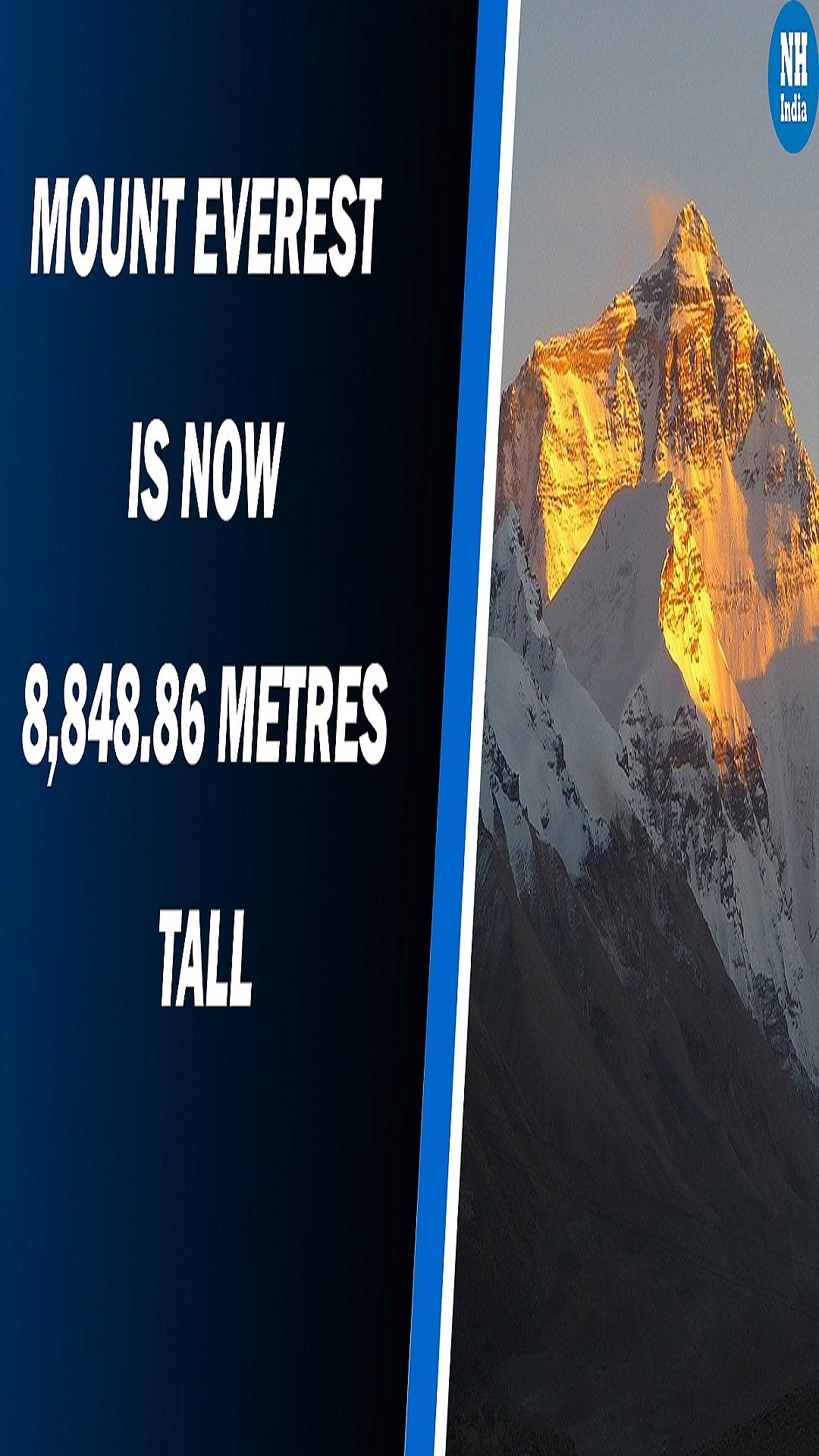  Mount Everest is now 8,848.86 metres tall