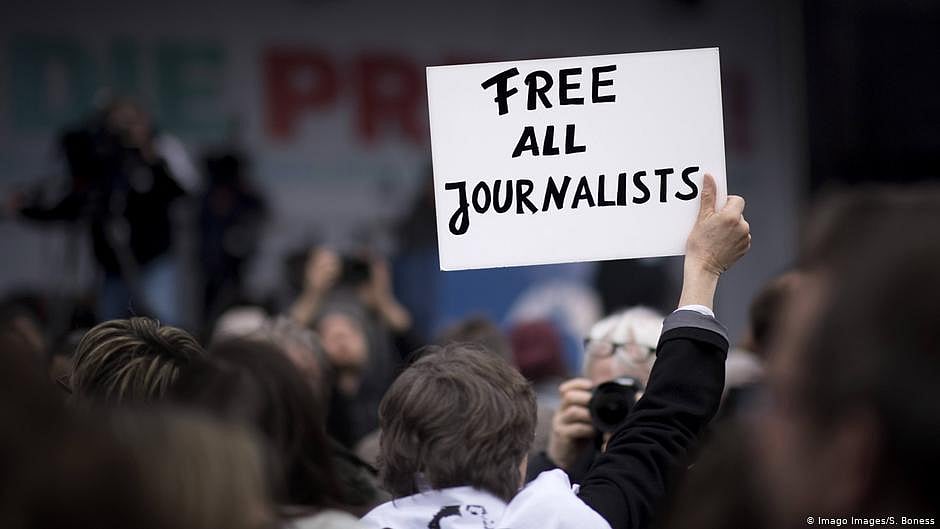 Representative Image of a poster that says 'Free All Journalists' (photo: DW)