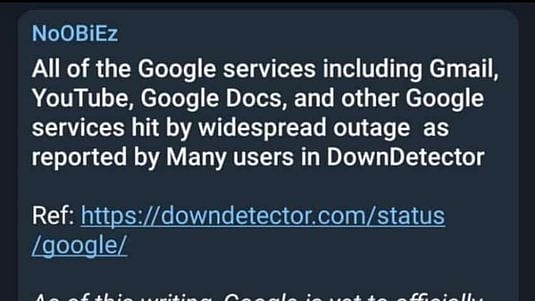 Breaking: Gmail, Google, YouTube down across globe
