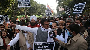 Delhi Congress protests near BJP headquarters in support of farmers