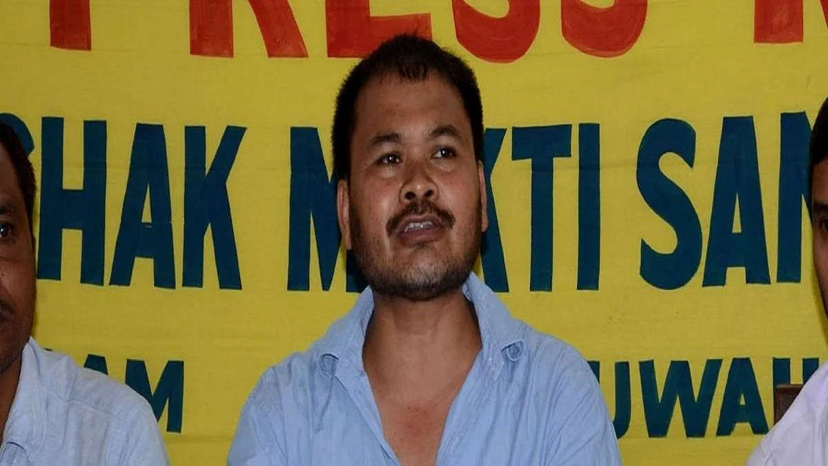Krishak Mukti Sangram Parishad (KMSS) and Raijor Dal leader Akhil Gogoi (Photo Courtesy: IANS)