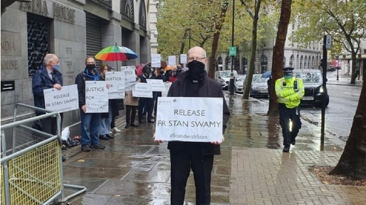 London protest for release of Stan Swamy (Photo Courtesy: Social Media/www.counterview.net)