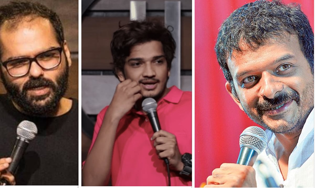 (L-R) Standup comedians Kunal Kamra, Munawar Faruqui and TM Krishna