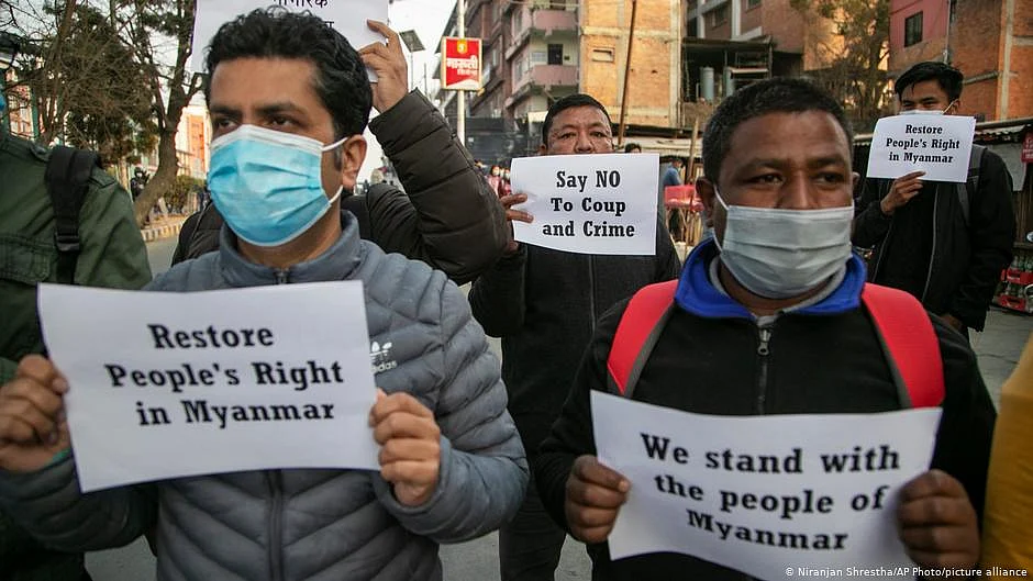 Health workers start anti-coup protests in virus-hit Myanmar
