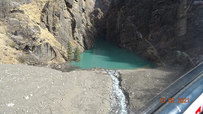 The lake which was formed near Raini village in Chamoli district following the flash floods on February 7