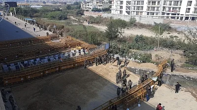 Security arrangements at Ghazipur protest site (IANS Photo)