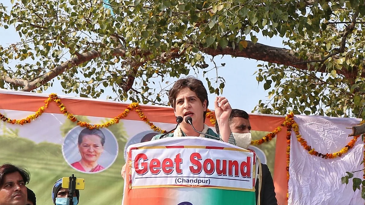 Priyanka Gandhi attacks Modi and his ‘capitalist friends’ at Kisan Panchayat in Bijnor, demands repeal of laws