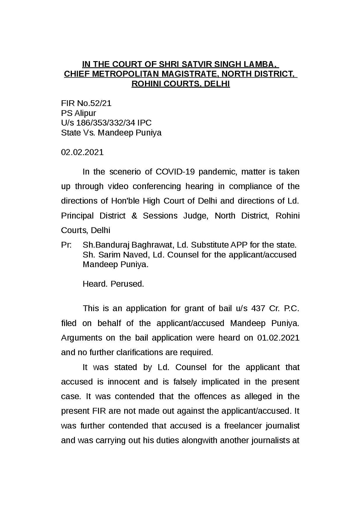 ‘Bail is a rule and jail is an exception’, Delhi court remarks while granting bail to Mandeep Punia