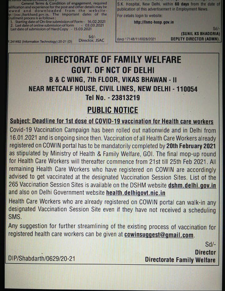 Union Health Ministry says COVID-19 vaccination voluntary; Delhi govt issues order making it mandatory