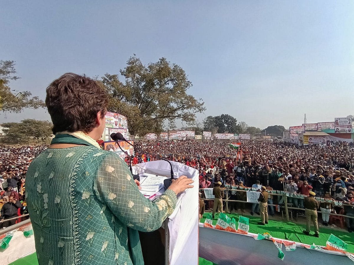 Priyanka Gandhi attacks Modi and his ‘capitalist friends’ at Kisan Panchayat in Bijnor, demands repeal of laws