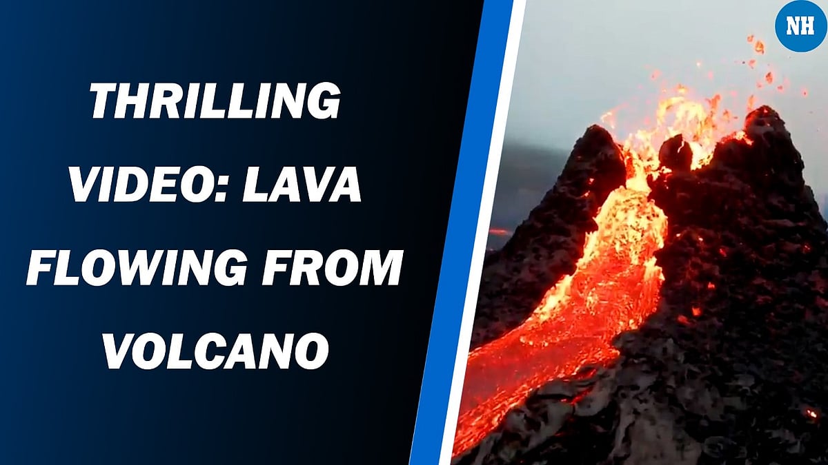 Drone captures lava flowing from Iceland volcano 