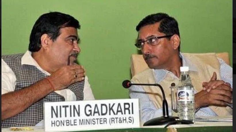 Union Road Transport Minister Nitin Gadkari with Vijay Chhibber, who after retiring as Secretary of Road Transport Ministry, joined Scania Commercial Vehicles as Director.