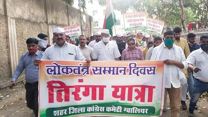 Congress takes out ‘Tiranga Yatras’ on anniversary of overthrow of Kamal Nath govt in MP