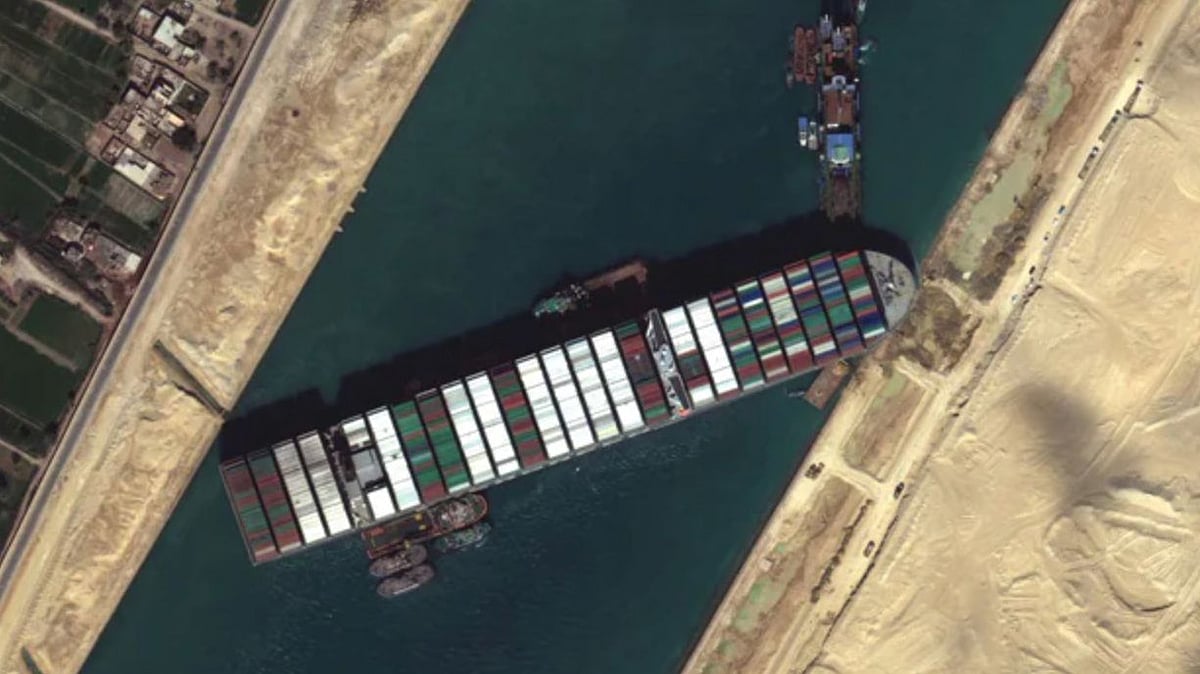 Container ship stuck in Suez Canal ‘partially refloated’