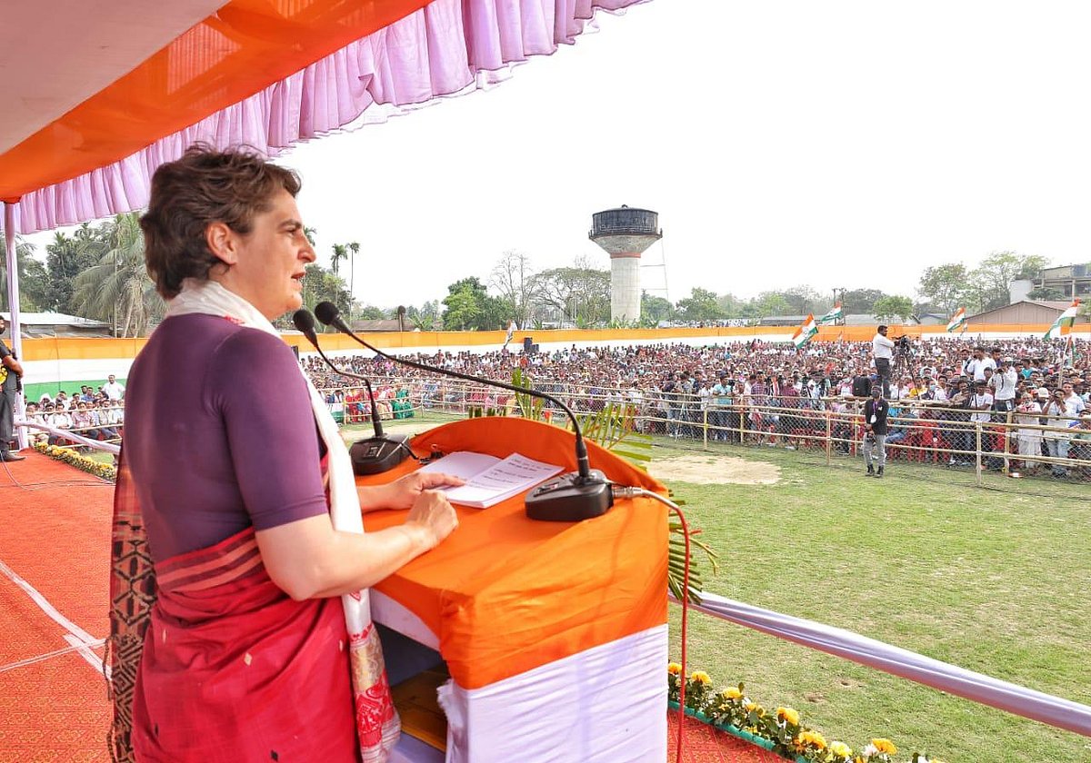 Priyanka Gandhi attacks BJP, PM Modi on lack of empathy for Assam