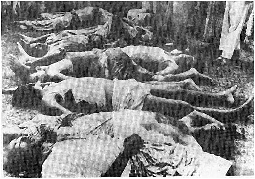 A picture depicts the genocide of the Bengalis