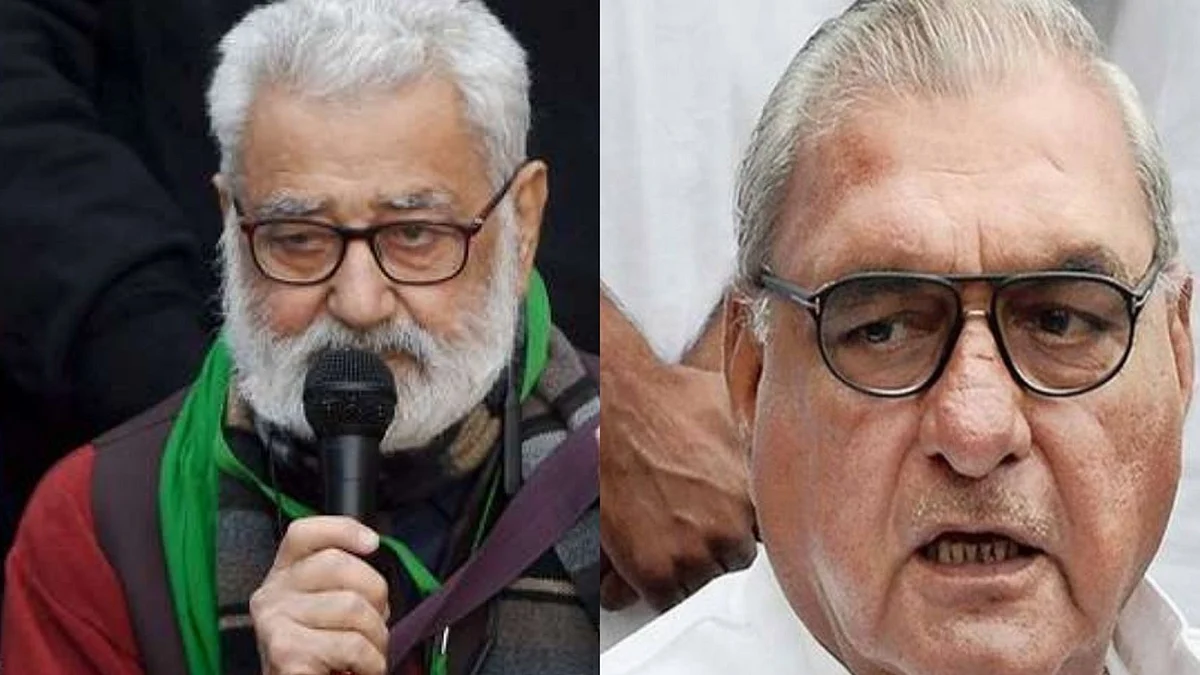 Farmers’ leader Darshanpal Singh (left) and senior Congress leader Bhupinder Singh Hooda 