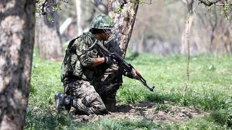 Security personnel takes position during an encounter with militants in J&K (Representational image)