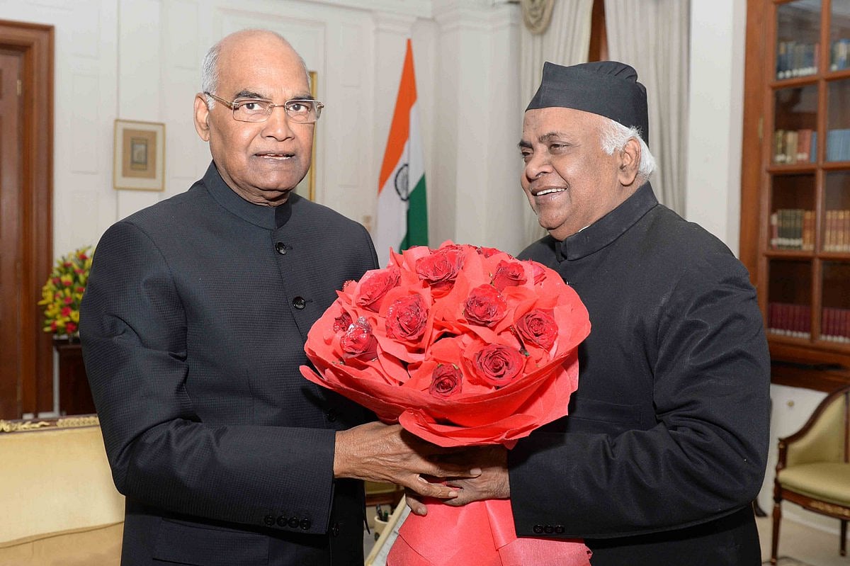 President of India Ram Nath Kovind with Former Member of Parliament - Rajya Sabha, Congress leader, AMU Court member, and Executive Council member, Wasim Ahmad