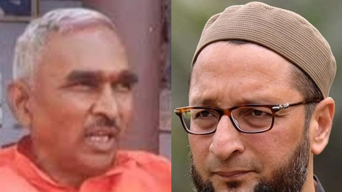 BJP MLA from Ballia, Surendra Singh (Left) AIMIM chief Asaduddin Owaisi (Right)