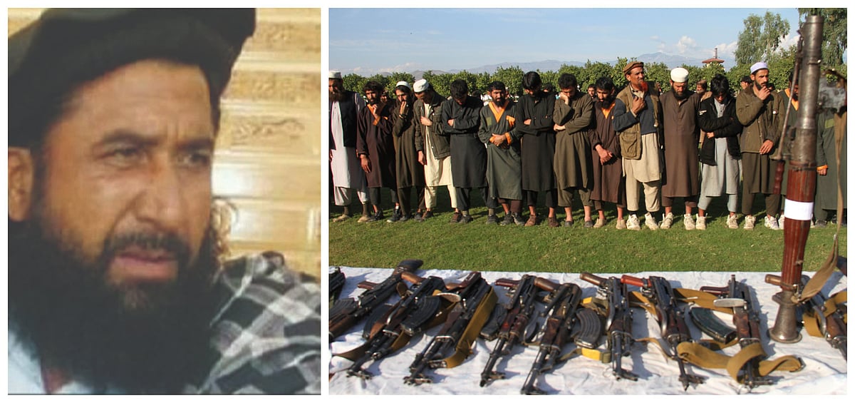 (Left) Mullah Baradar & (right) Taliban fighters