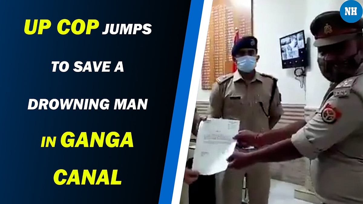 Aligarh: UP cop dives in water to save a drowning man in Ganga canal. Video goes viral 