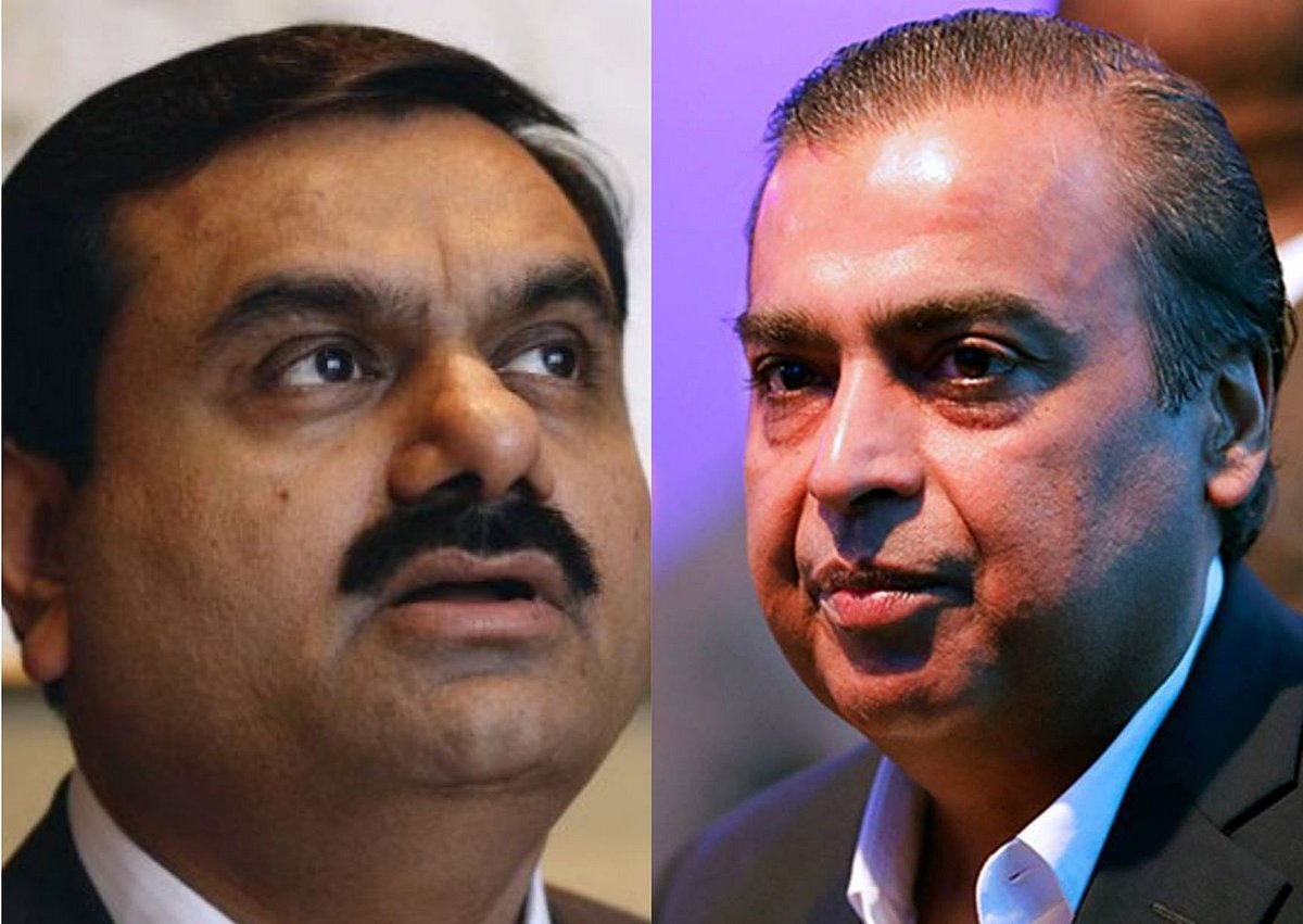 Gautam Adani (Left) Mukesh Ambani (Right)