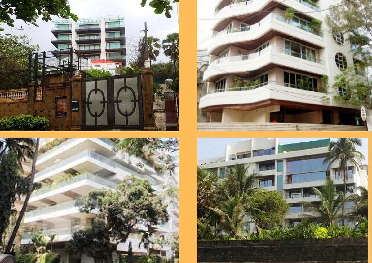 Clock wise: Mannat, Galaxy Apartments, Kangana Rnaut's residence in Mumbai, and Akshya Kumar's residence in Mumbai
