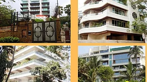 Clock wise: Mannat, Galaxy Apartments, Kangana Rnaut's residence in Mumbai, and Akshya Kumar's residence in Mumbai