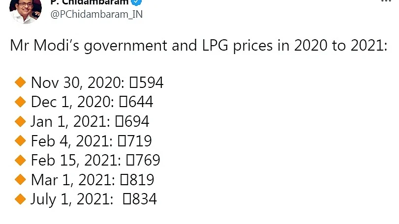 After LPG price hike, Chidambaram's 'Modi hai Mumkin hai' jibe