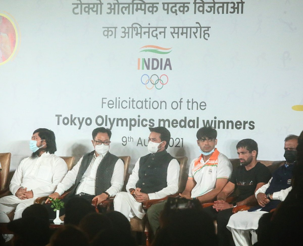 India lays out red carpet for Olympic heroes; felicitated in grand ceremony by government