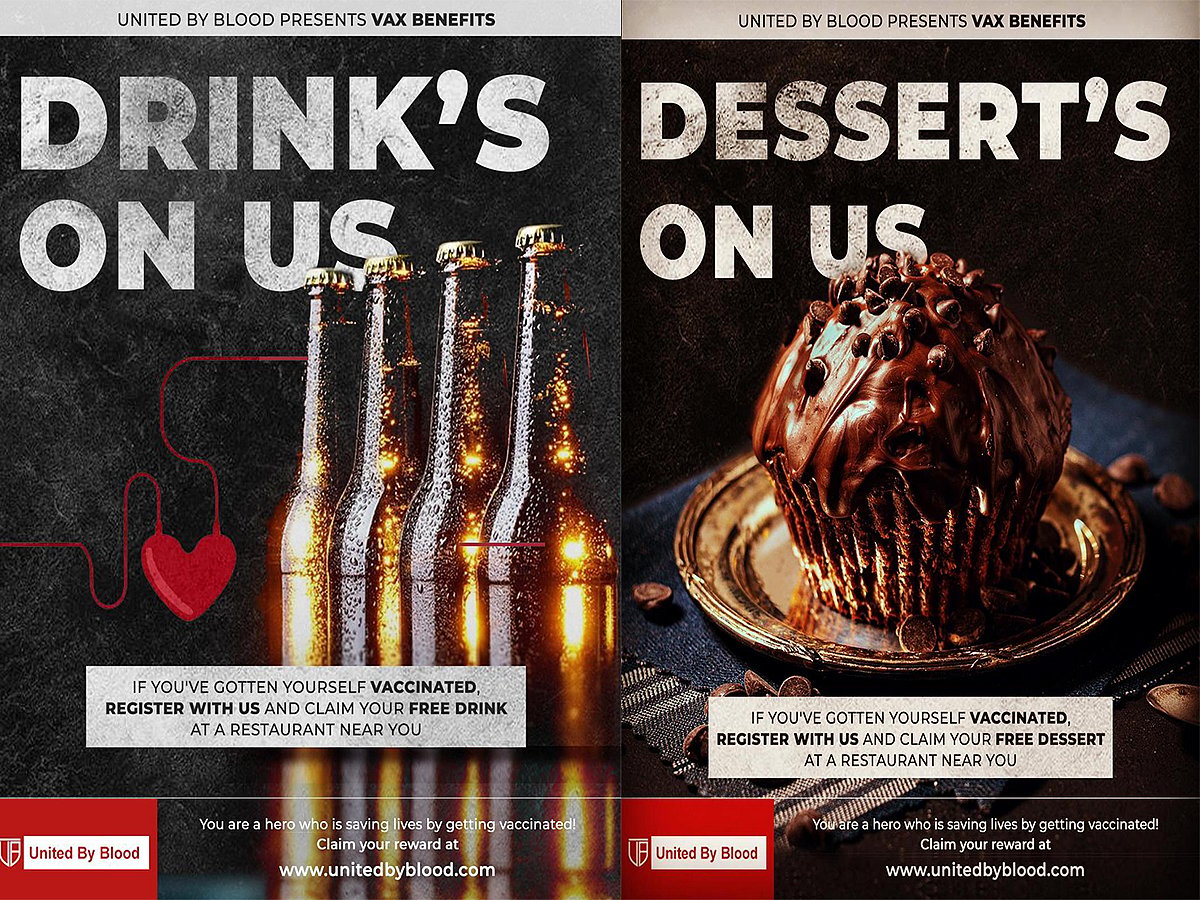 NGO 'United By Blood' launches Vax Benefits; offers free drinks and
desserts to those vaccinated