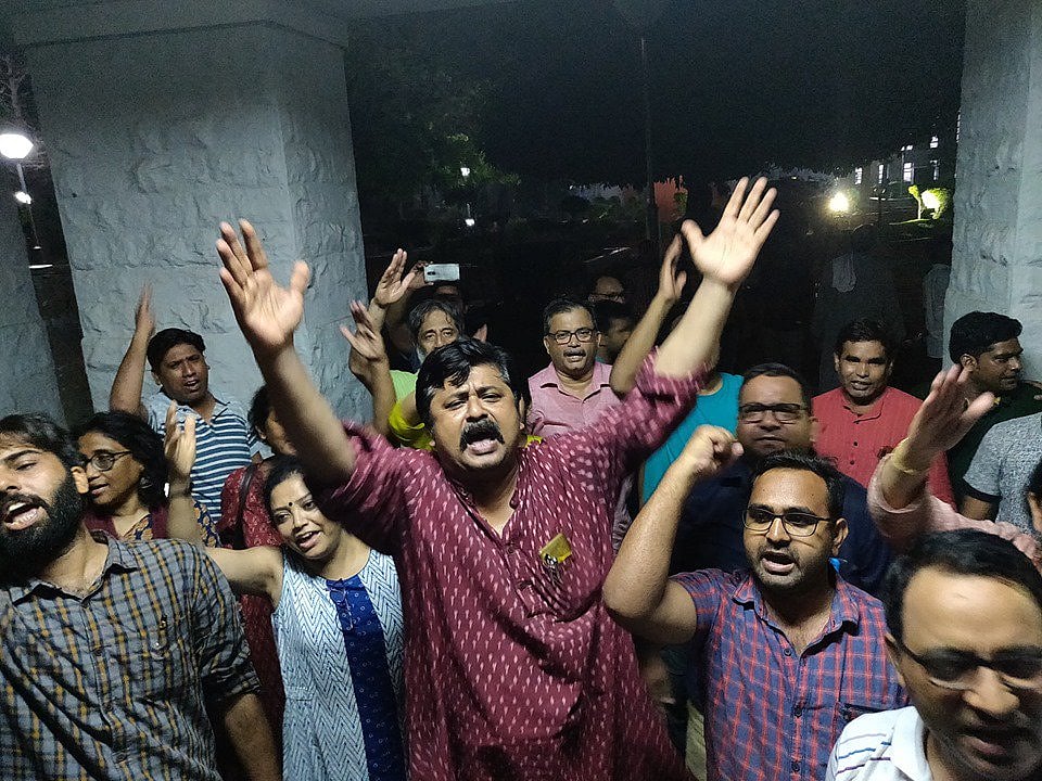 DUTA holds protest against implementation of new education policy