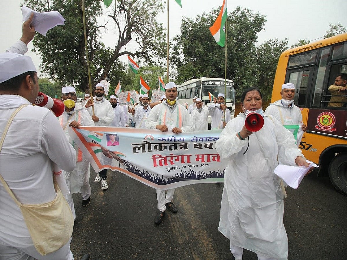 Congress Seva Dal volunteers hold massive protest rally against Modi govt’s policies