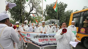 Congress Seva Dal volunteers hold massive protest rally against Modi govt’s policies