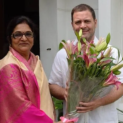 Rajani Patil with Congress leader Rahul Gandhi (File photo)