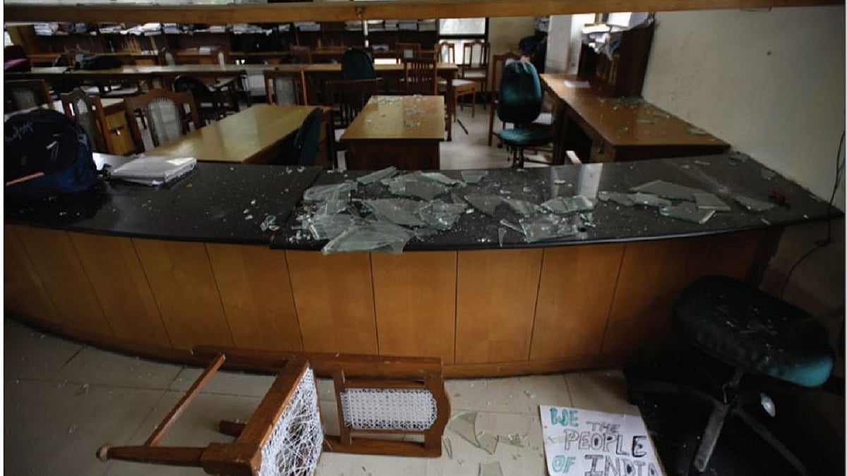 JMI Library after police action on Dec 15, 2019 evening