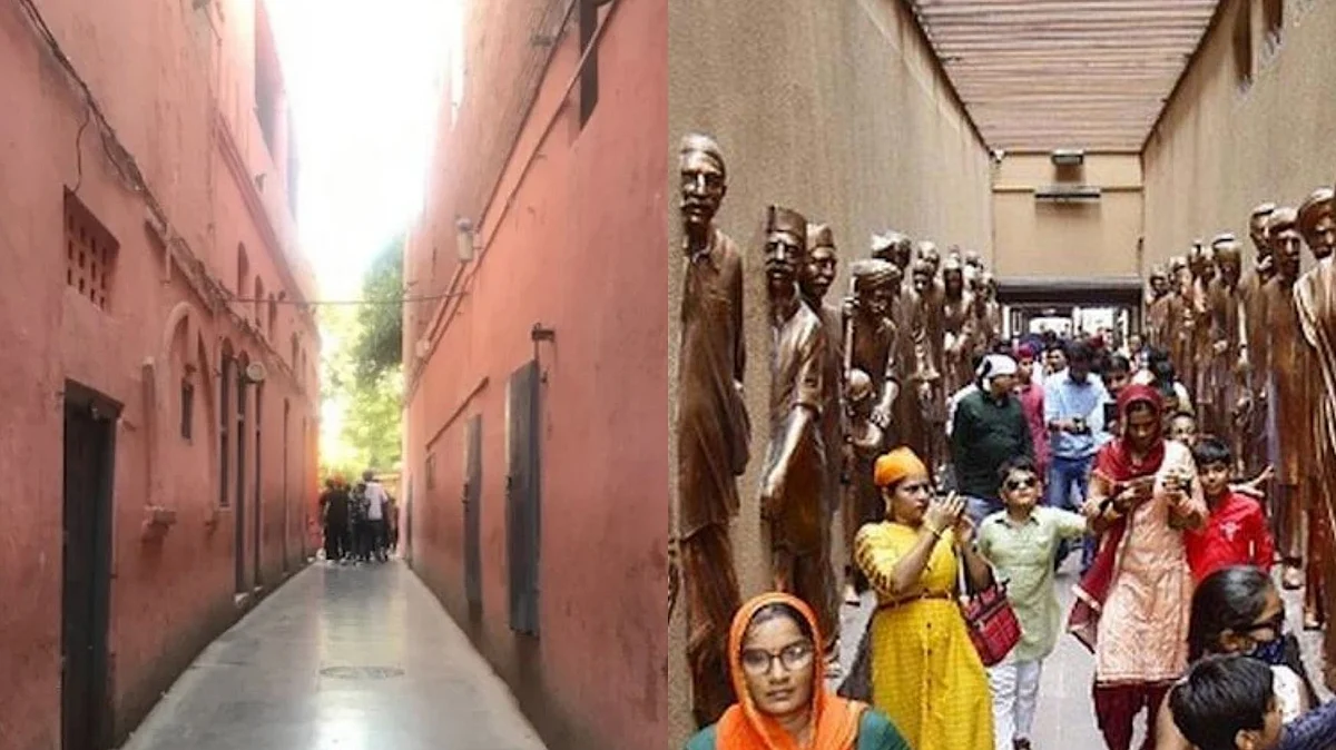 Part of Jallianwala Bagh memorial before renovation and after renovation