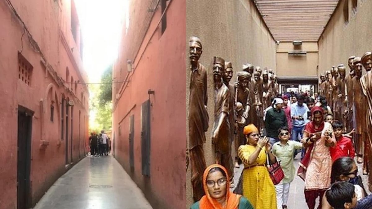 Part of Jallianwala Bagh memorial before renovation (Left) and after renovation (RIght)