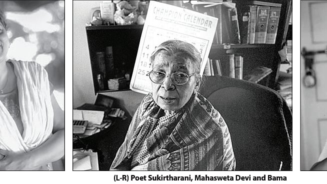 (Frome left to right) Writers Sukirtharani, Mahasweta Devi and Bama