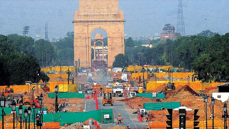 Construction near India Gate for Central Vista