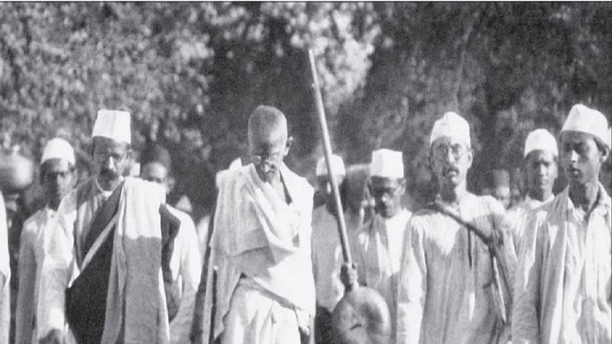 Mahatma Gandhi during the Dandi March in 1930